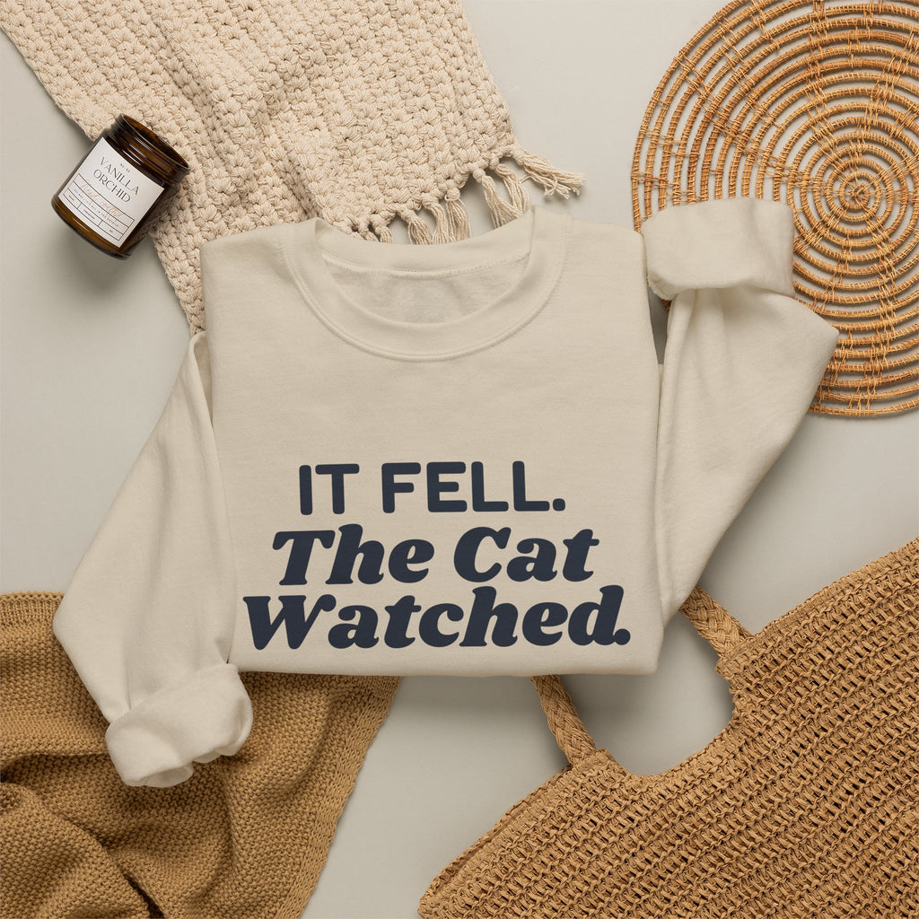 Funny Christmas Cat Sweatshirt It Fell The Cat Watched