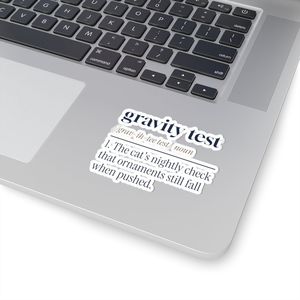 Funny Christmas Cat Sticker Gravity Test Dictionary Definition