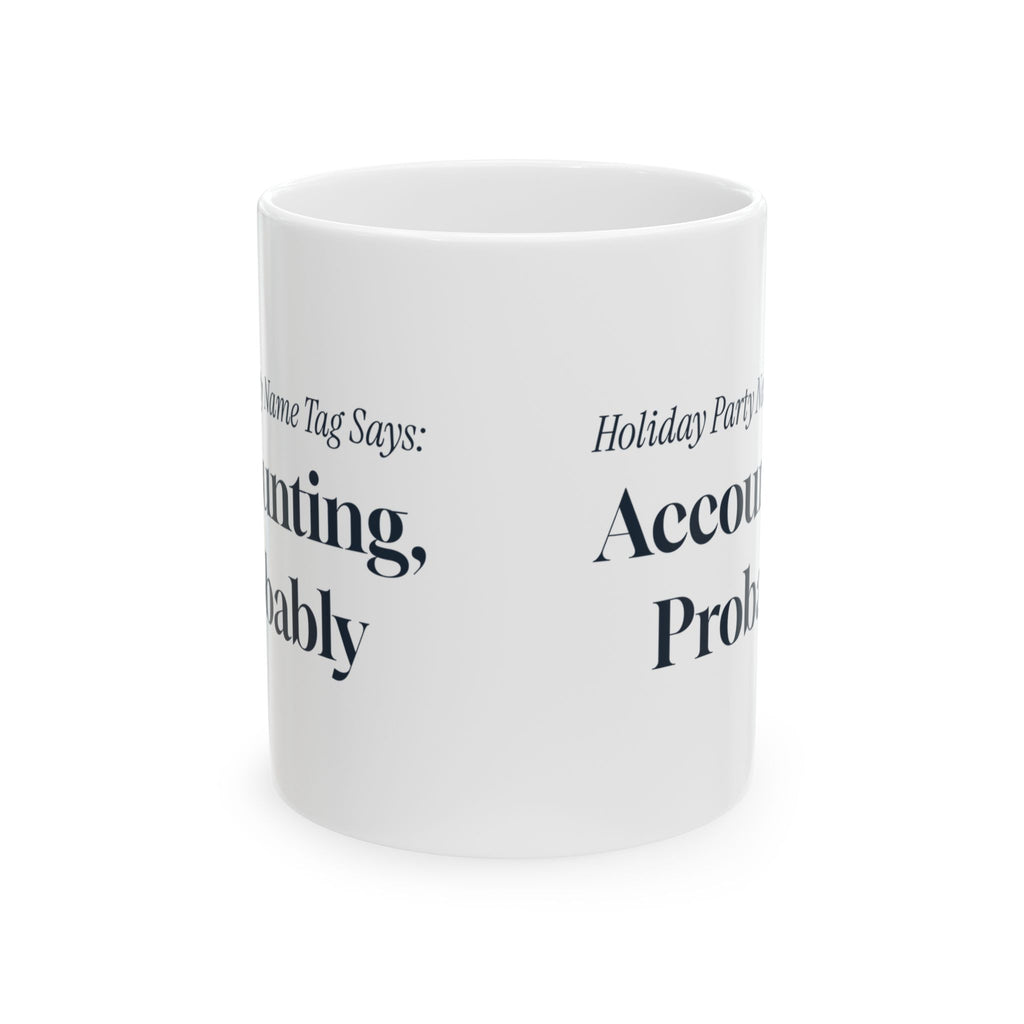 Funny Office Christmas Coffee Mug Holiday Party Name Tag Accounting