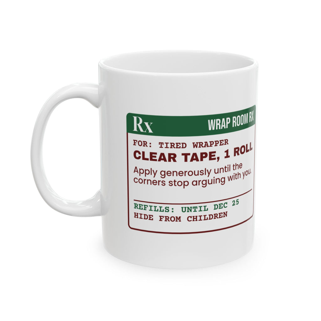 Funny Christmas Coffee Mug Clear Tape Prescription Label For Wrappers