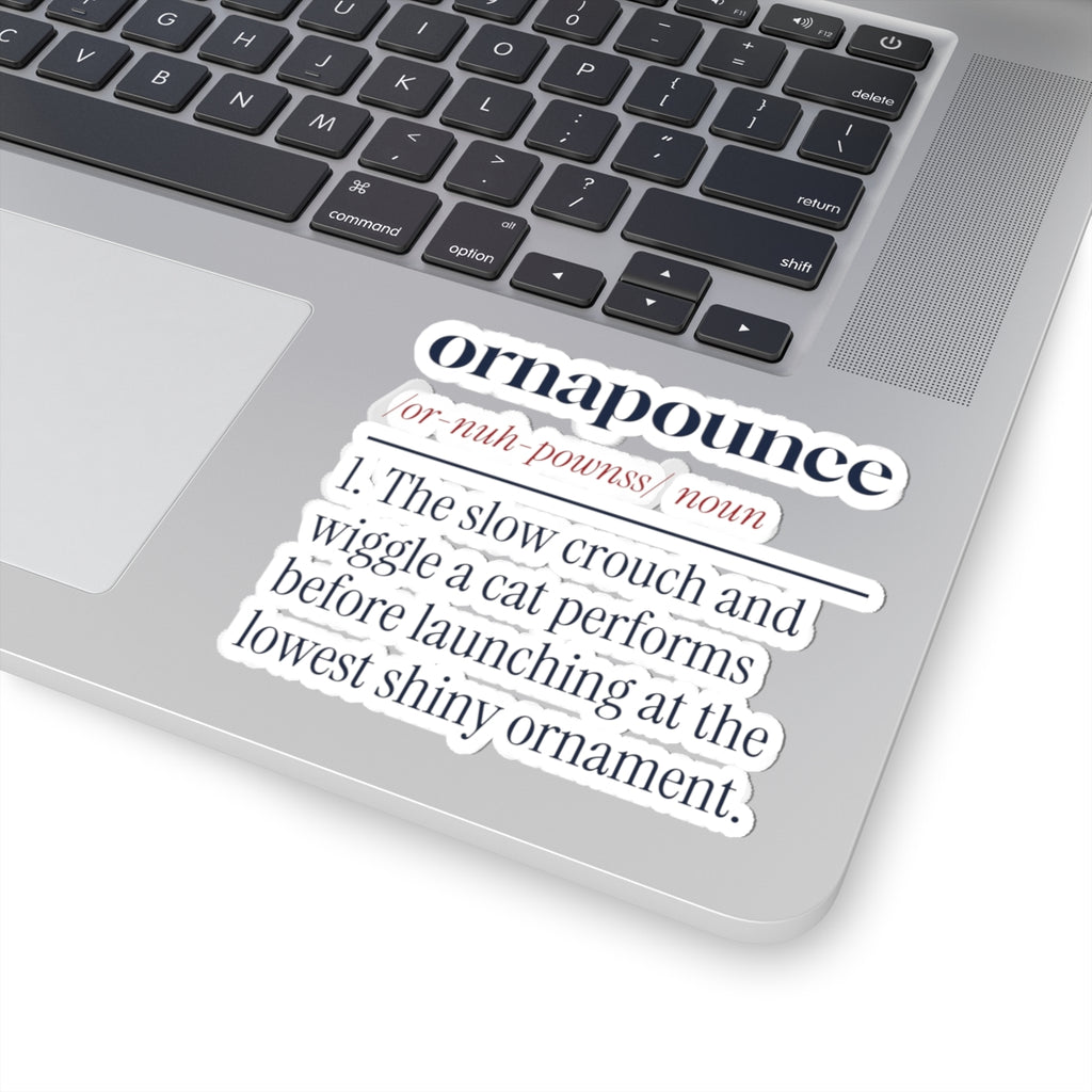 Funny Christmas Sticker Ornapounce Definition For Cat Owners