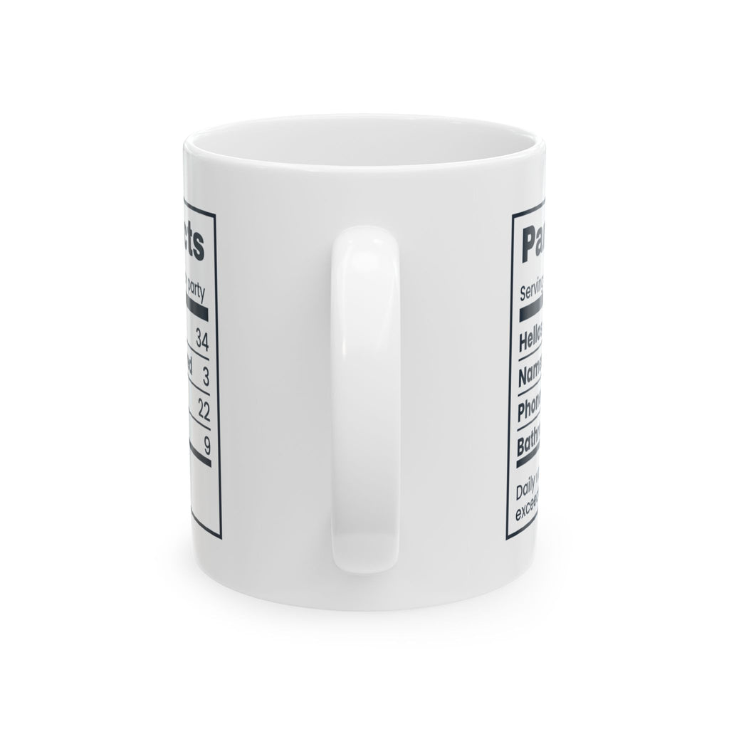 Funny Introvert Christmas Party Coffee Mug Party Facts Nutrition Label