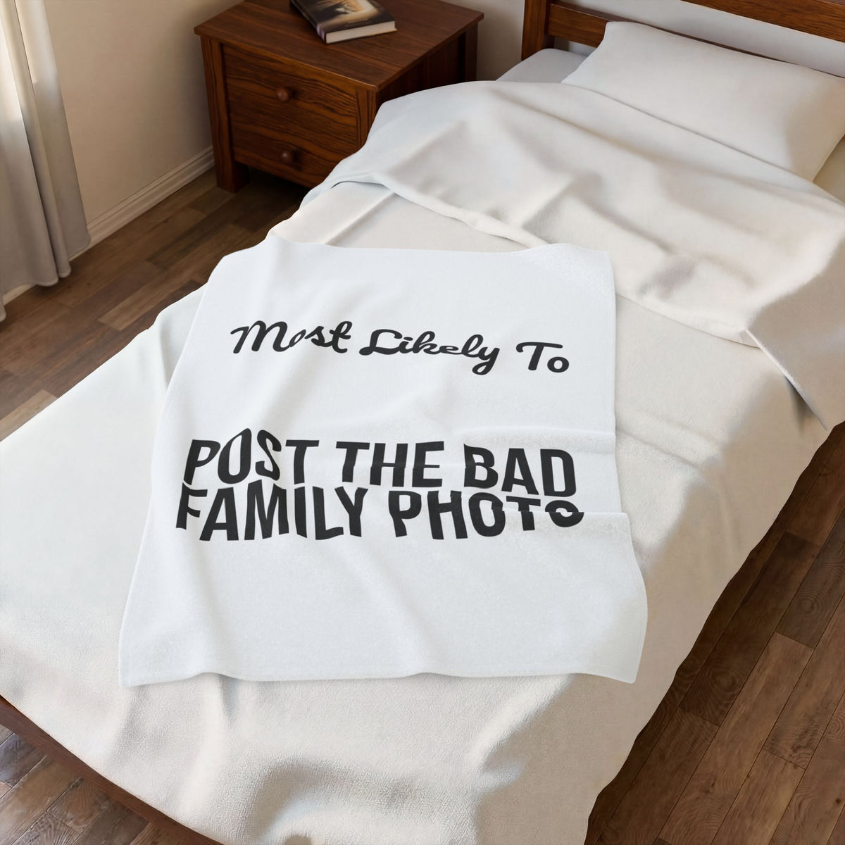 Funny Christmas Throw Blanket Most Likely To Post The Bad Family Photo