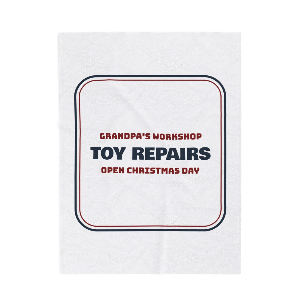 Funny Grandpa Christmas Throw Blanket Grandpa's Workshop Toy Repairs Daily
