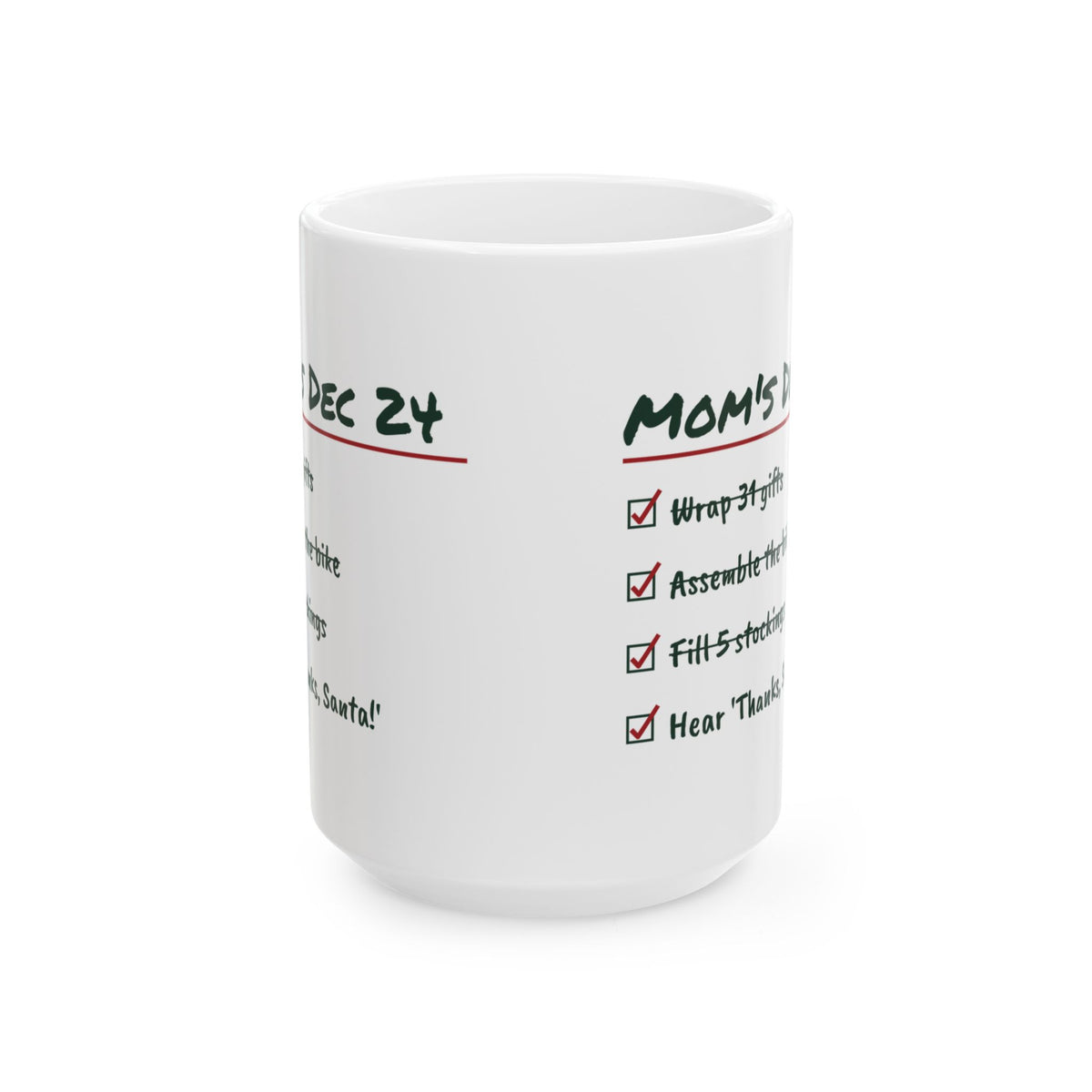 Funny Christmas Coffee Mug Mom's Christmas Eve Checklist For Mom