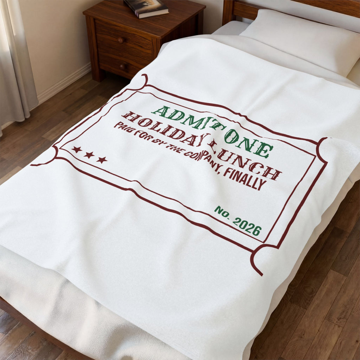 Funny Christmas Coworker Throw Blanket Holiday Lunch Company Paid Finally