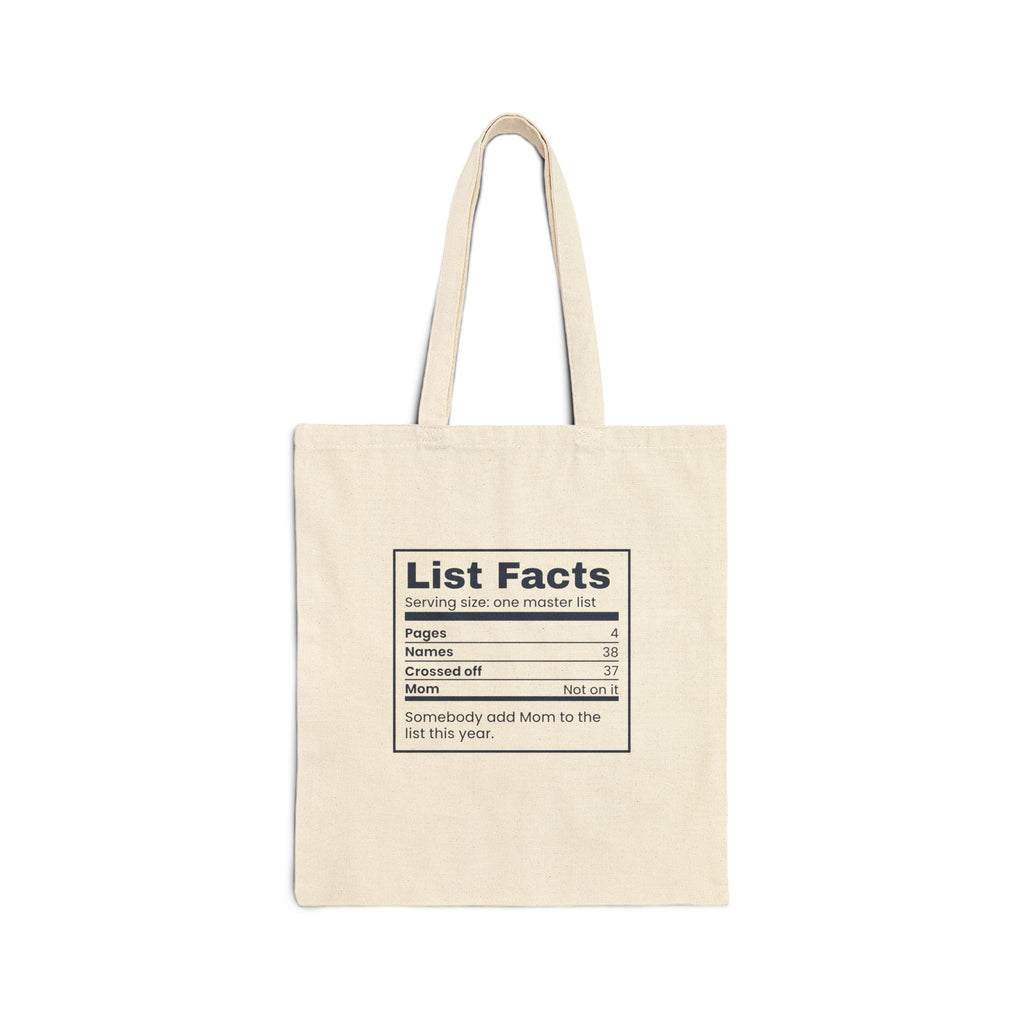 Funny Christmas Mom Tote Bag List Facts Mom Not On It