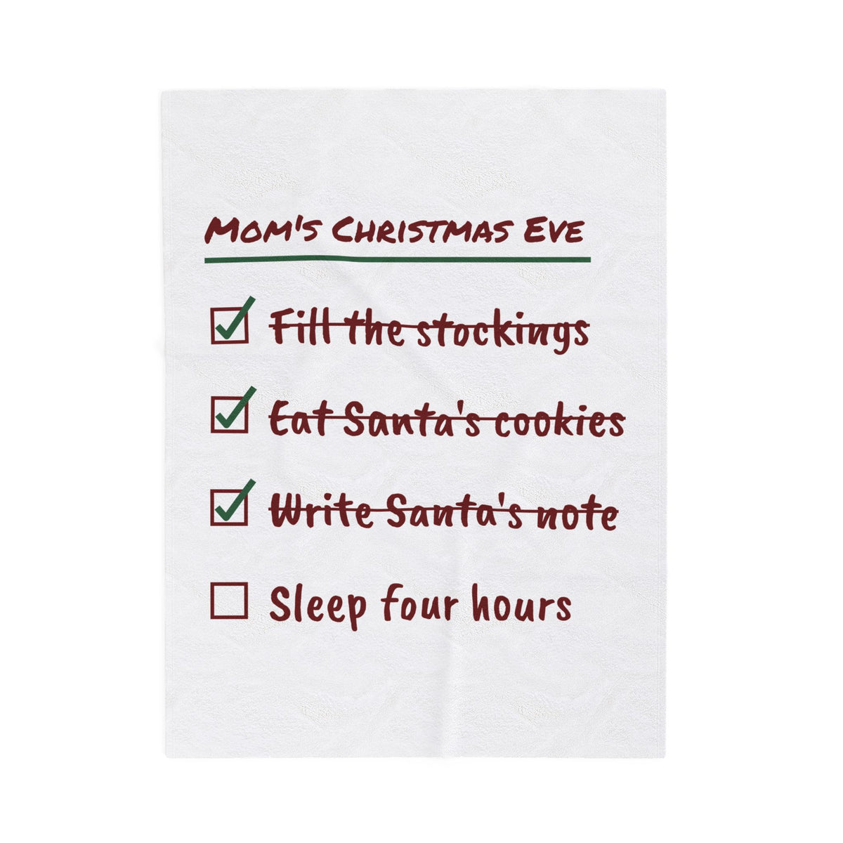 Funny Christmas Eve Mom Throw Blanket Write Santa's Note Checklist