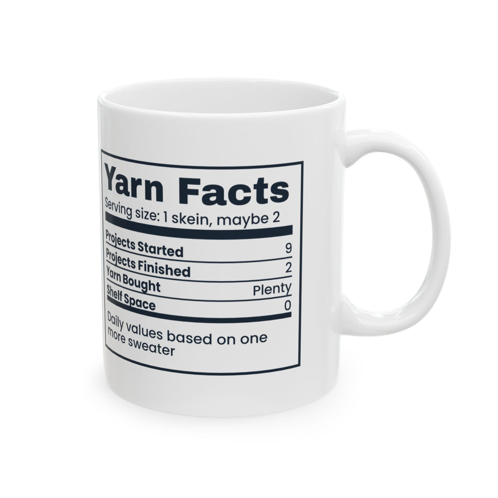 Funny Knitting Coffee Mug Yarn Facts Nutrition Label For Knitters