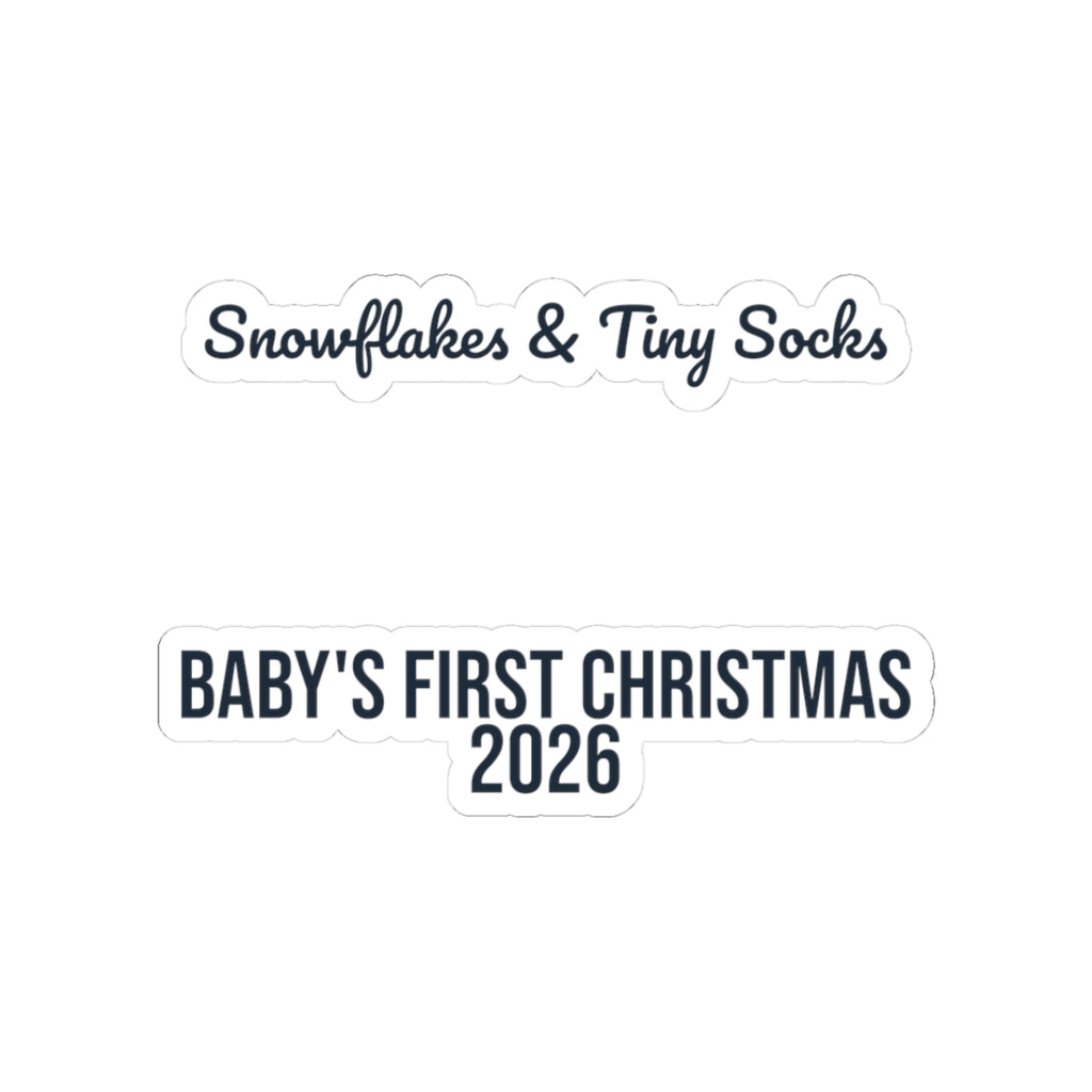 Baby's First Christmas Sticker 2026 Snowflakes And Tiny Socks