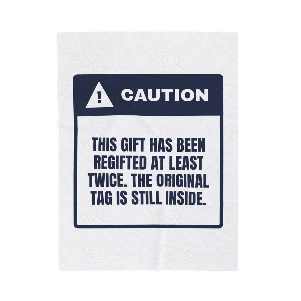 Funny White Elephant Throw Blanket Regifted Twice Original Tag Inside
