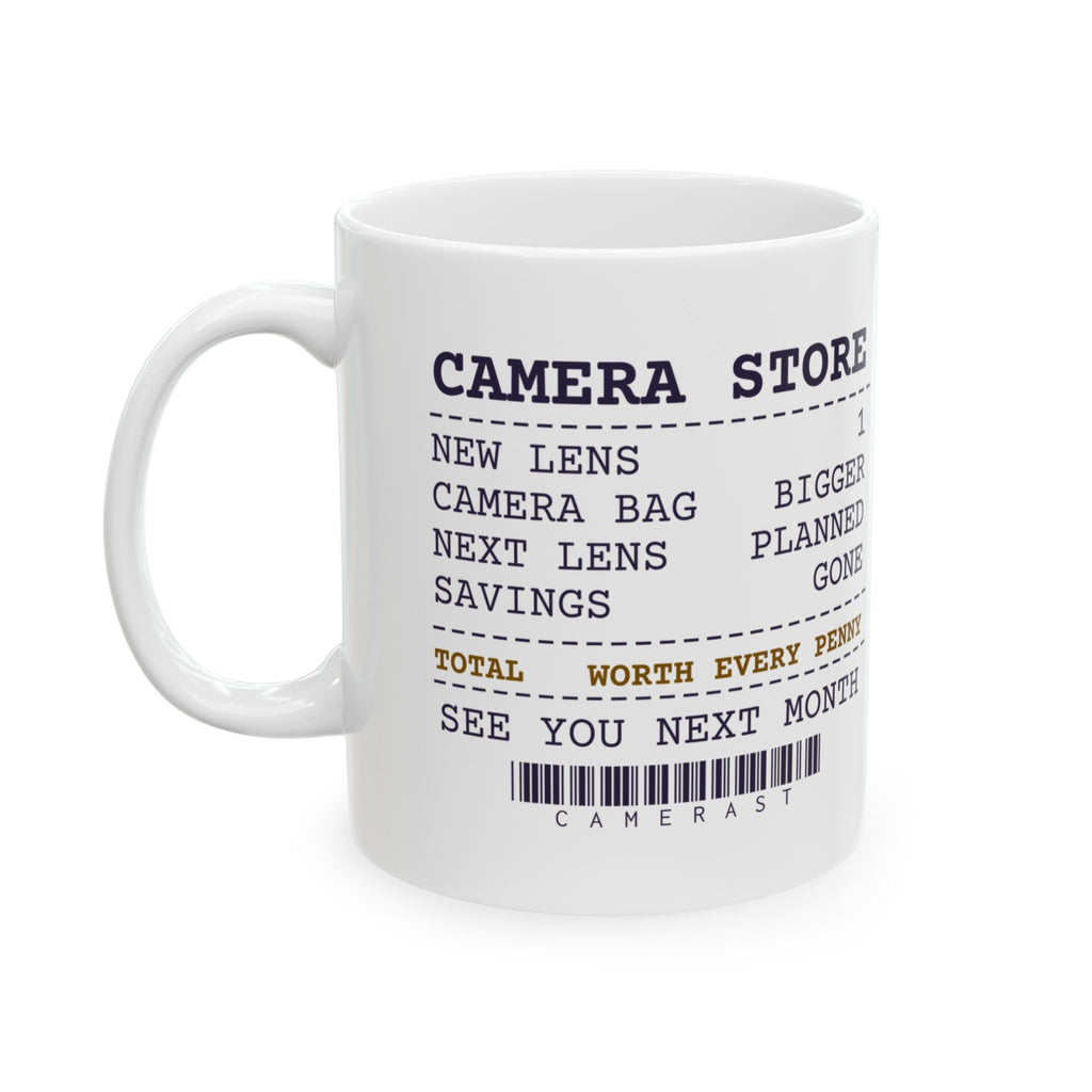 Funny Photographer Mug Camera Store Receipt Savings Gone