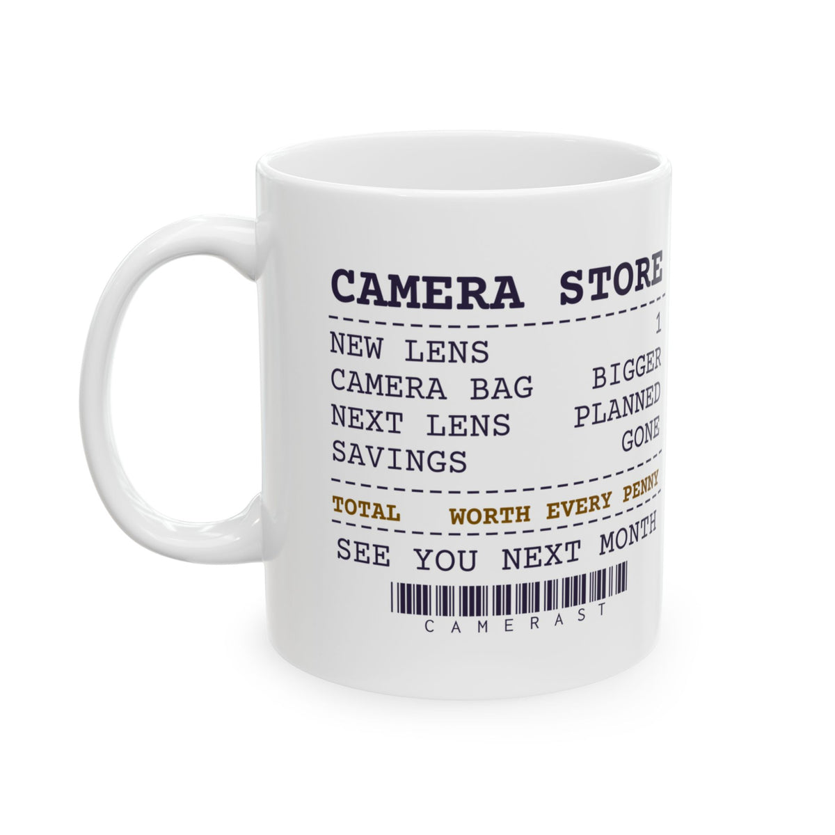 Funny Photographer Mug Camera Store Receipt Savings Gone
