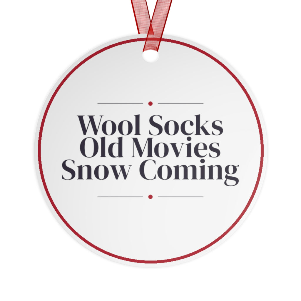Christmas Ornament Wool Socks Old Movies Snow Coming Cozy Decor
