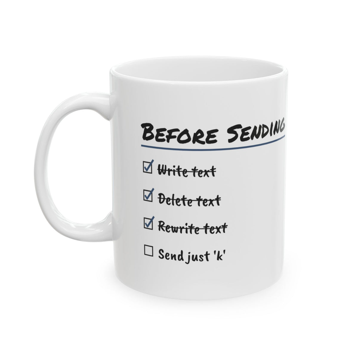 Overthinker Coffee Mug Before Sending Checklist