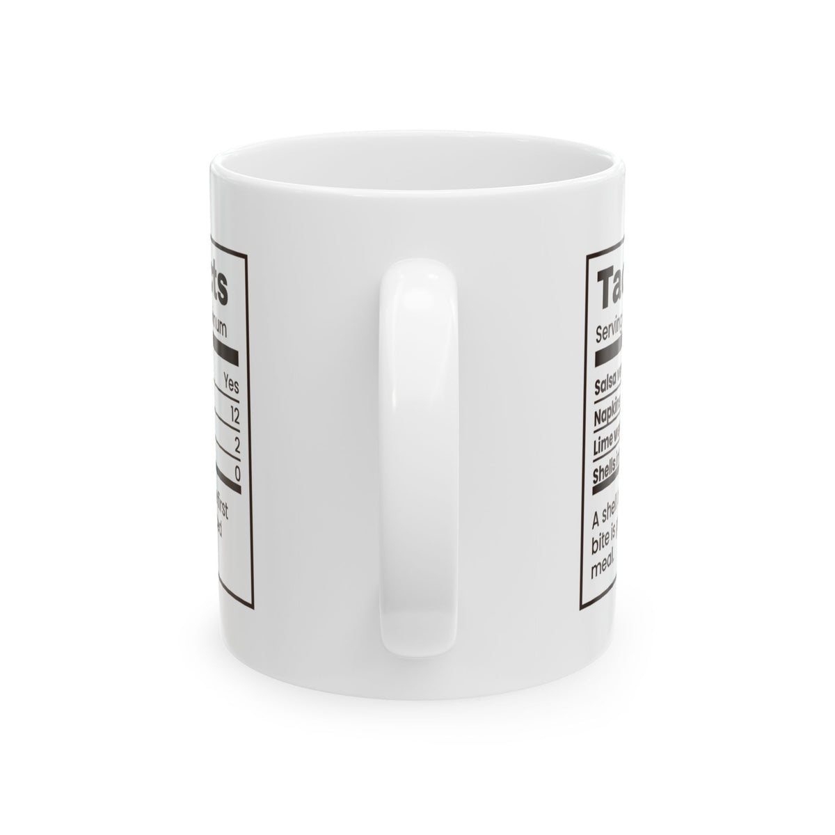 Funny Taco Coffee Mug Taco Facts Nutrition Label For Taco Lovers