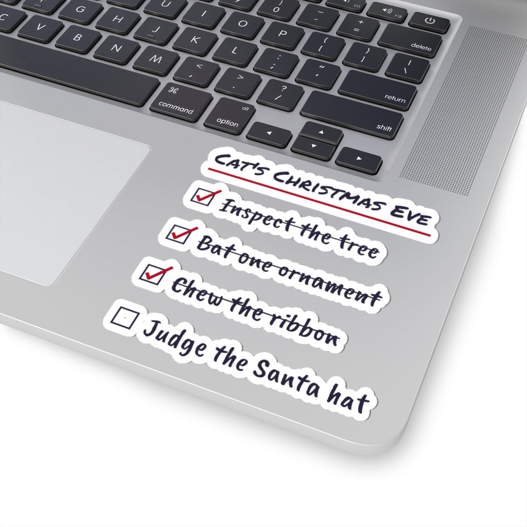 Funny Christmas Cat Sticker Cat's Christmas Eve Checklist