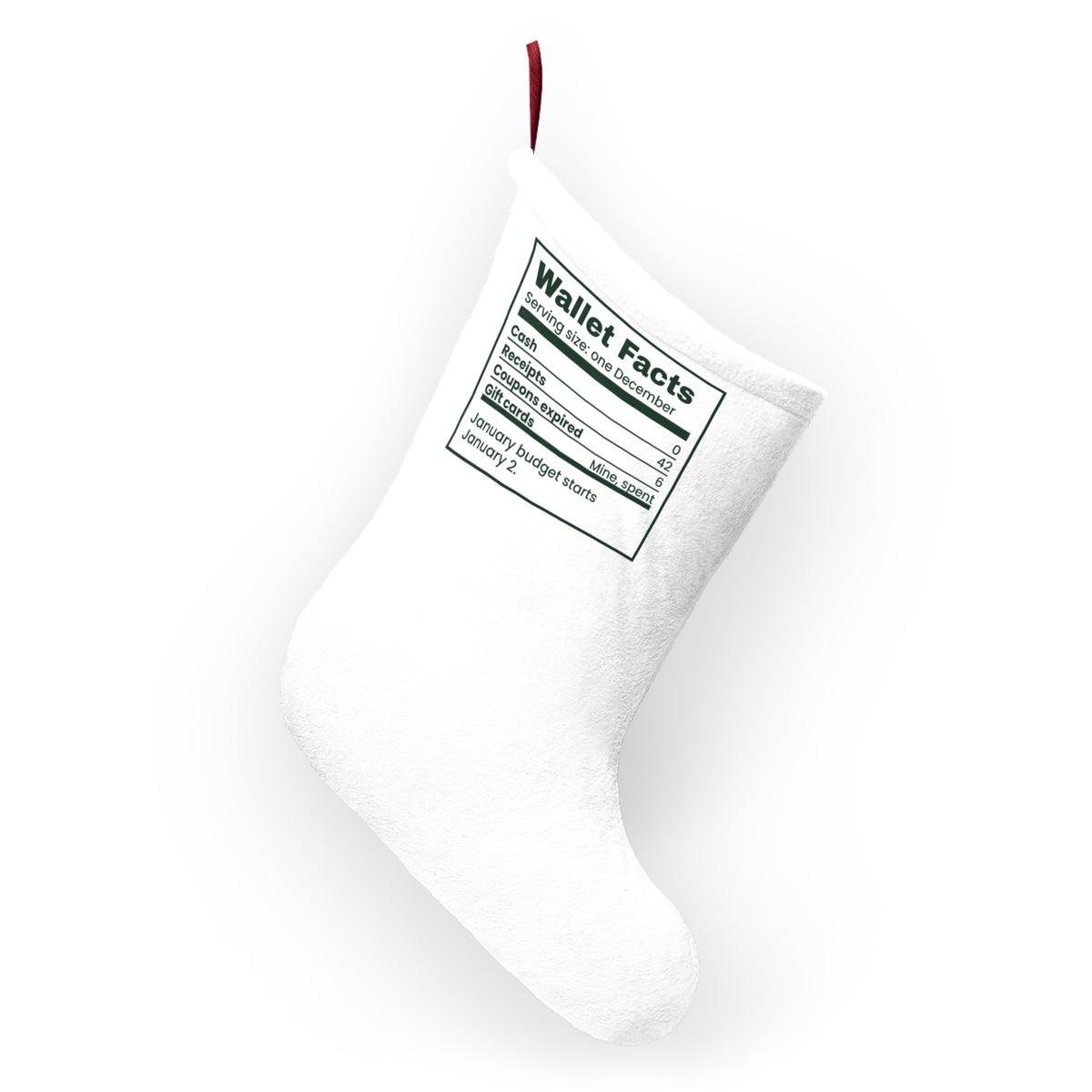 Funny Christmas Shopping Christmas Stocking Wallet Nutrition Facts Label