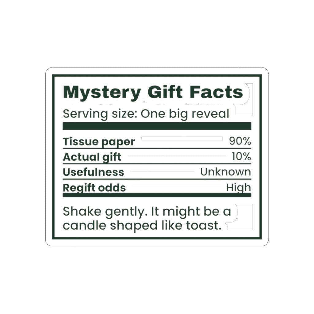 Funny White Elephant Sticker Mystery Gift Facts Label