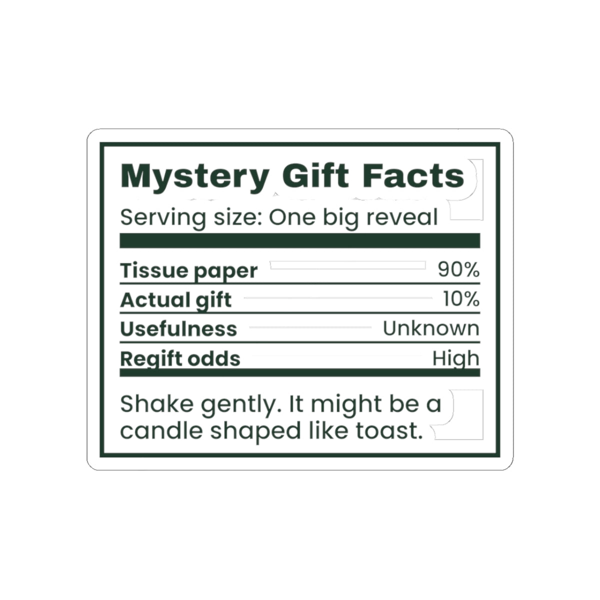 Funny White Elephant Sticker Mystery Gift Facts Label