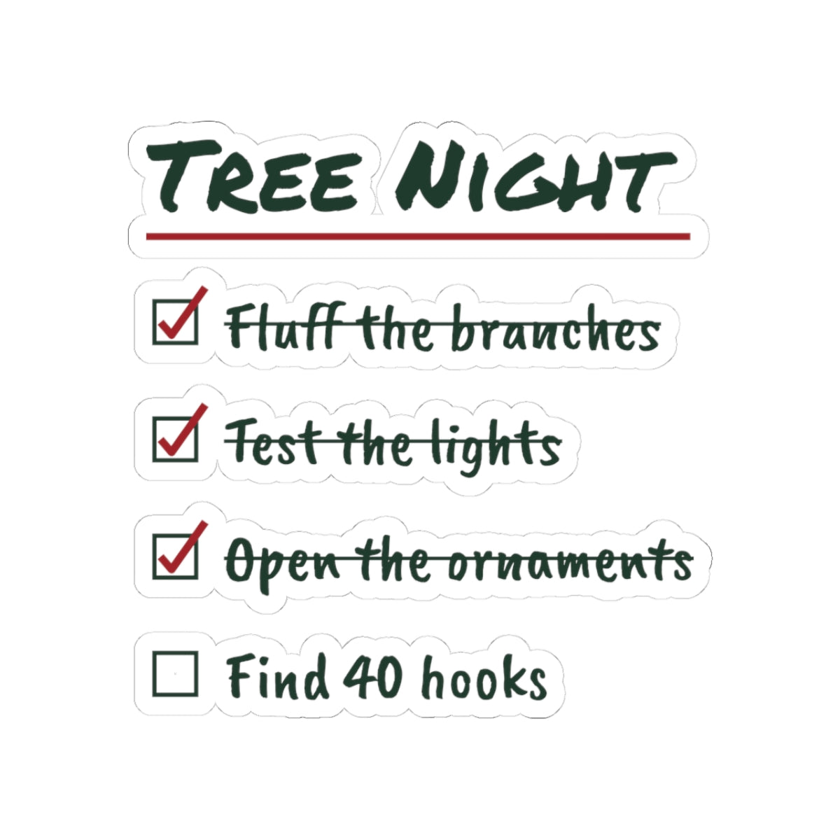 Funny Christmas Sticker Tree Night Checklist Find 40 Hooks
