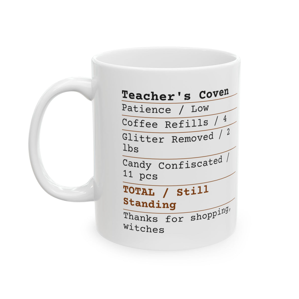 Funny Teacher Mug Teachers Coven Receipt Halloween Coffee Cup