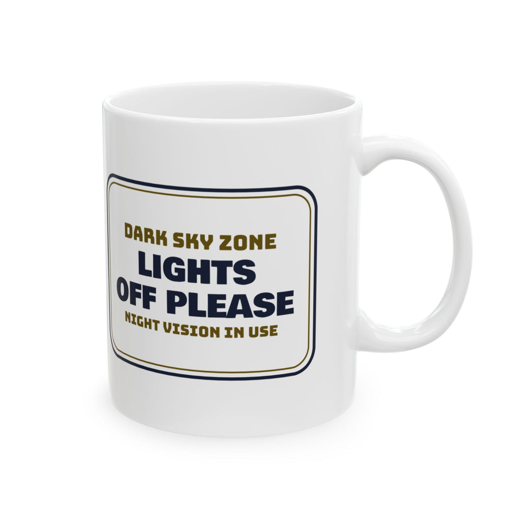 Funny Astronomy Coffee Mug Lights Off Night Vision In Use Sign