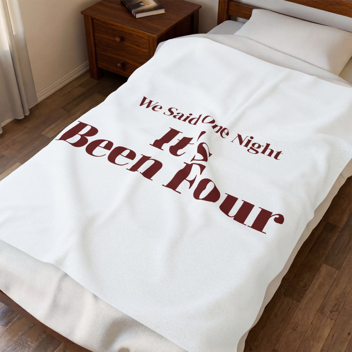 Funny Christmas In-Laws Throw Blanket We Said One Night It's Been Four