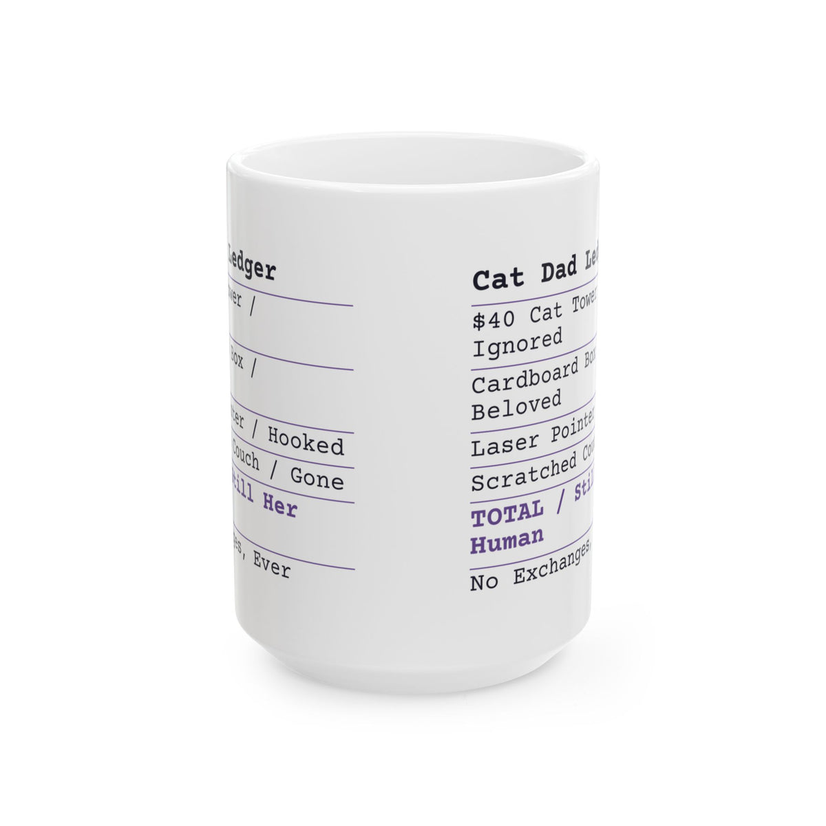 Funny Cat Dad Coffee Mug Receipt Still Her Human For Cat Dads