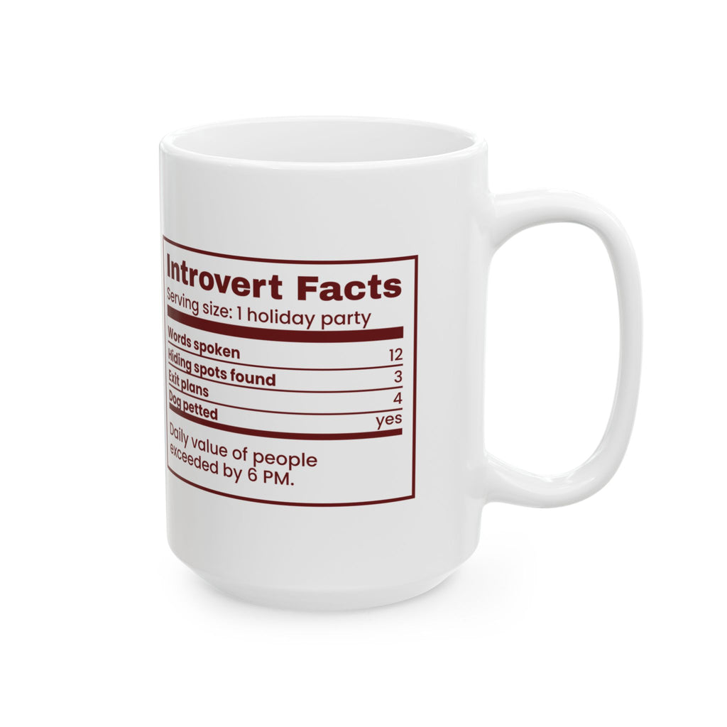 Funny Christmas Introvert Coffee Mug Introvert Facts Nutrition Label