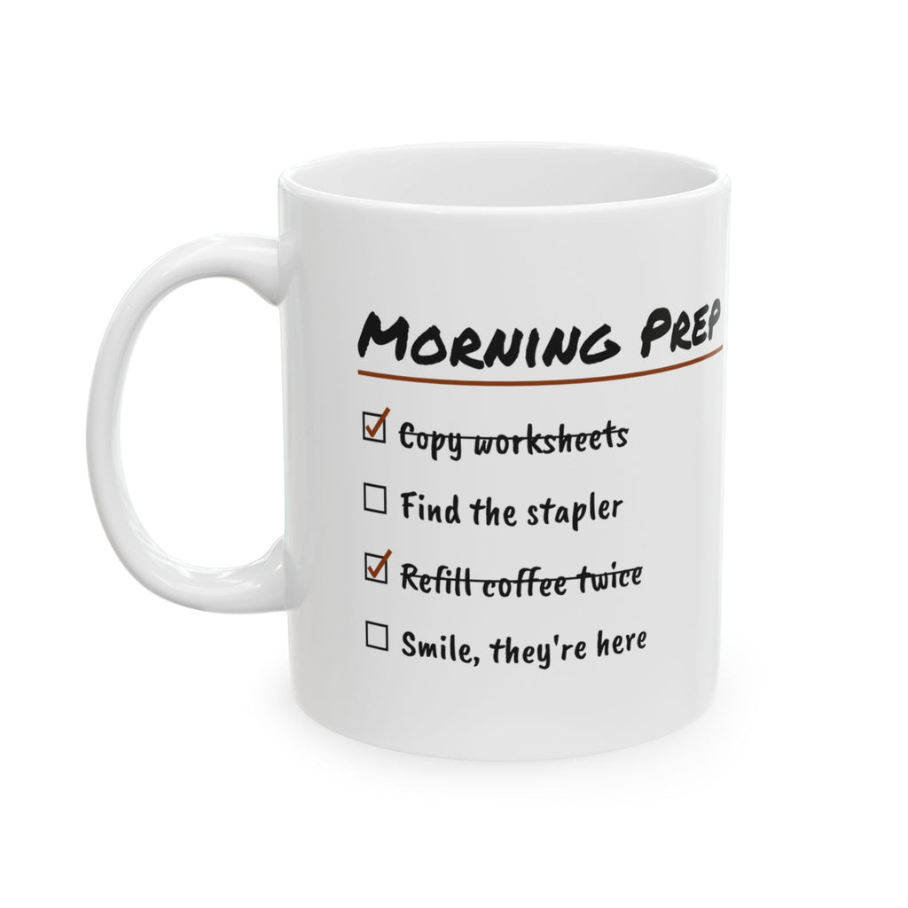 Funny Teacher Coffee Mug Morning Prep Checklist For Teachers