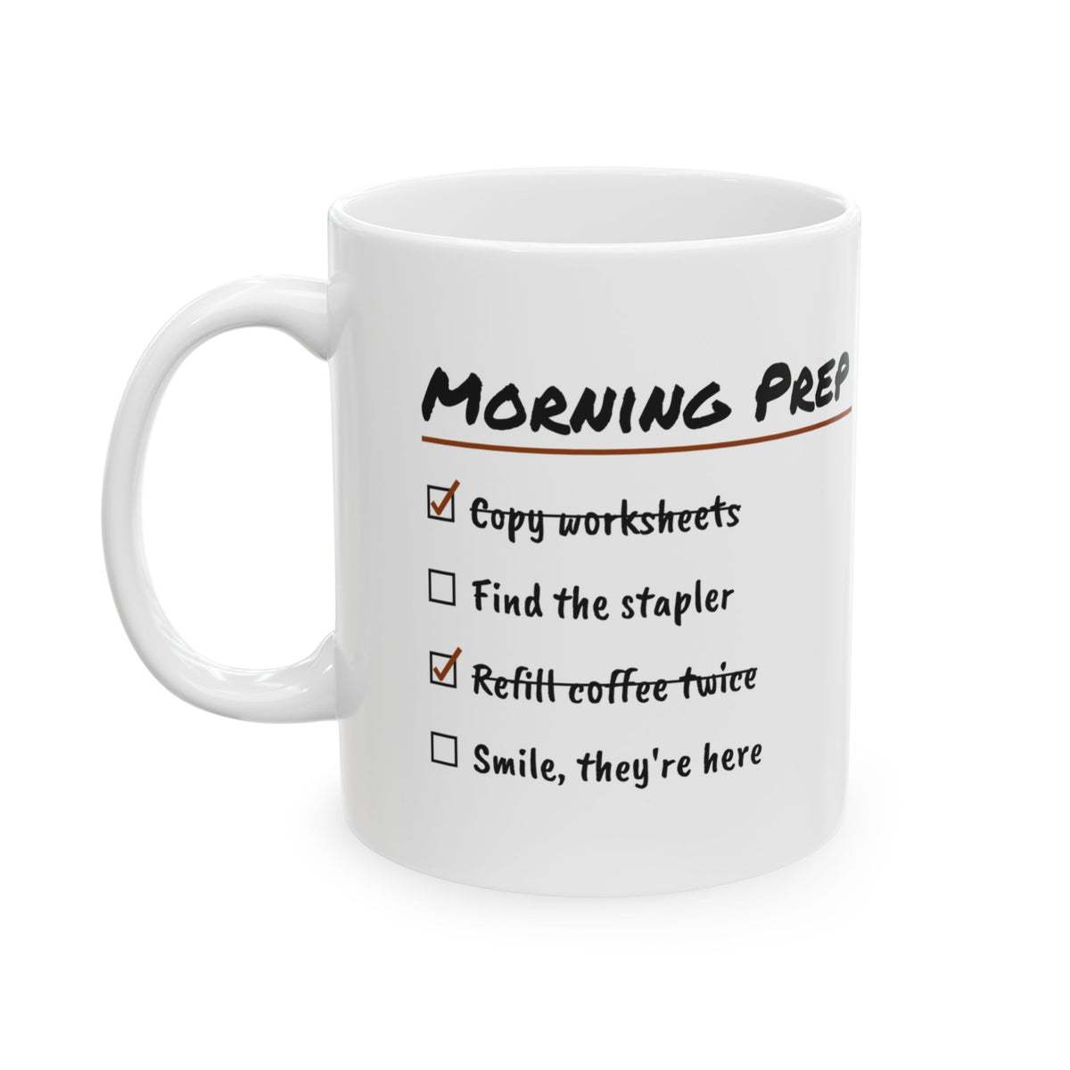 Funny Teacher Coffee Mug Morning Prep Checklist For Teachers
