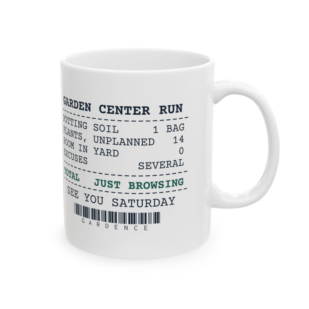 Funny Gardening Coffee Mug Garden Center Run Receipt For Gardeners