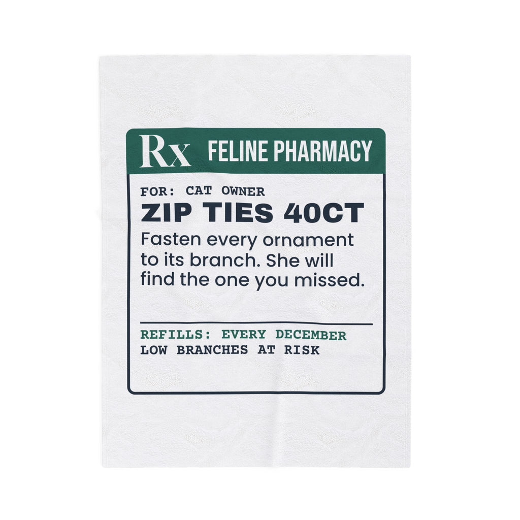 Funny Cat Christmas Throw Blanket Zip Ties 40ct Prescription For Cat Moms