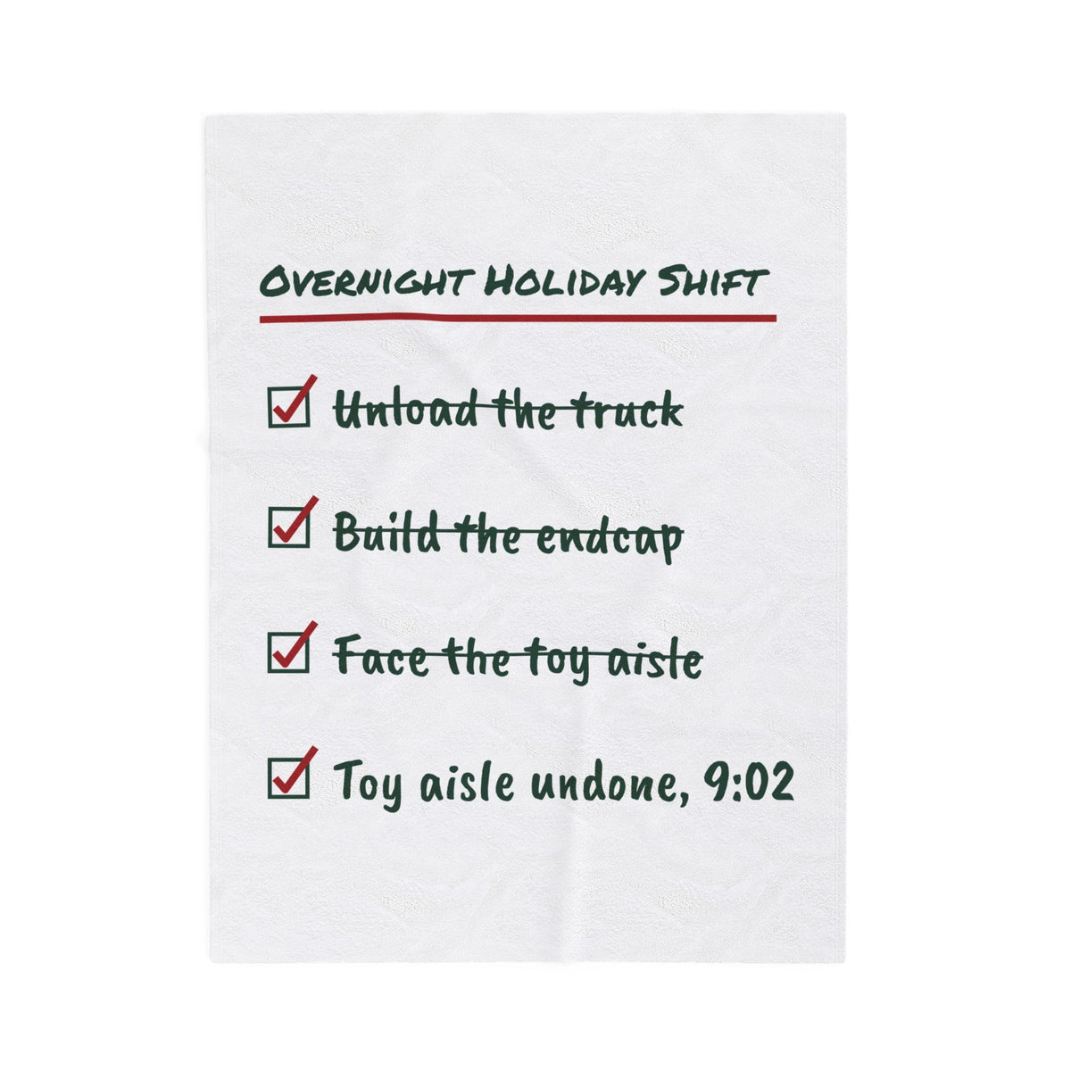 Funny Retail Christmas Throw Blanket Overnight Holiday Shift Checklist