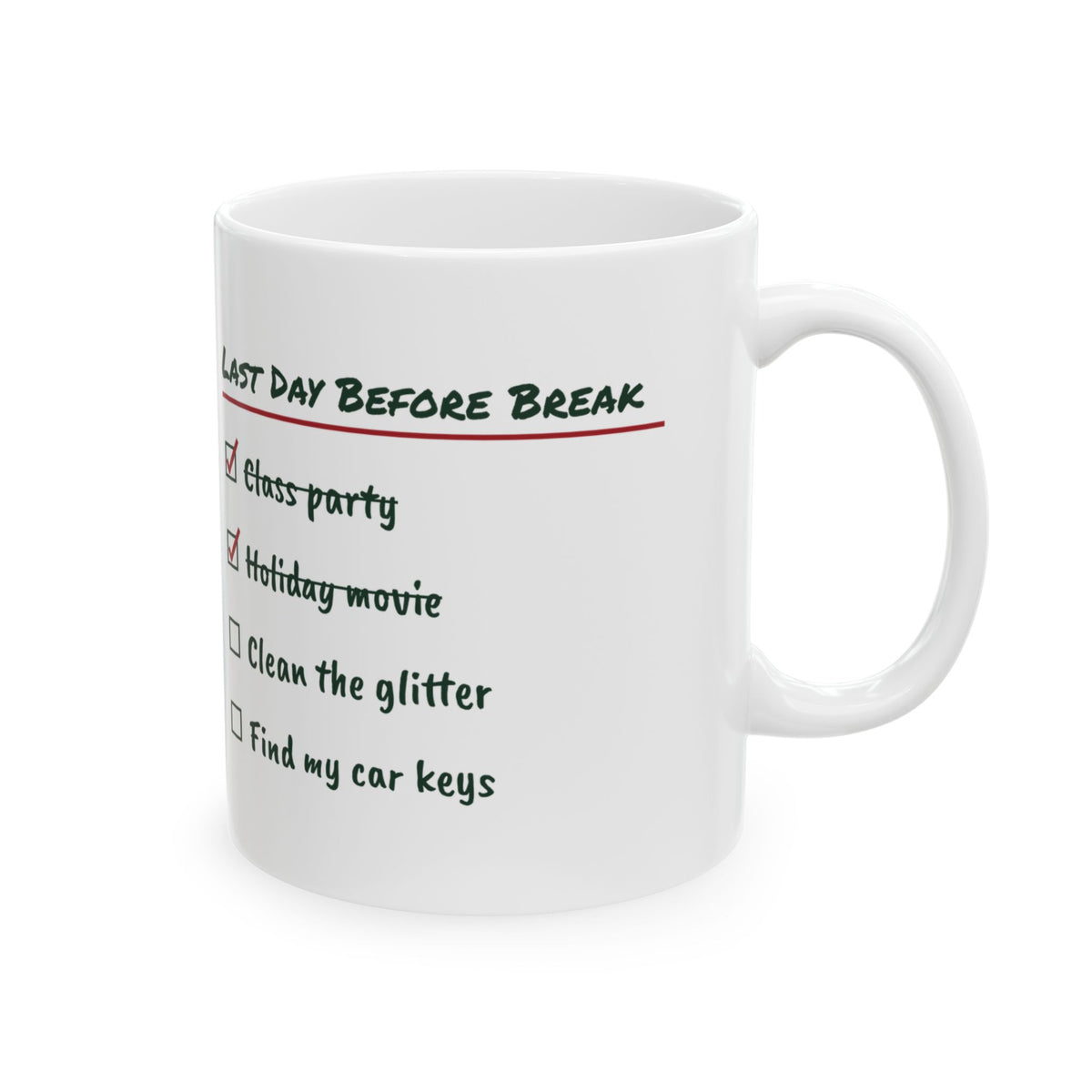 Funny Teacher Christmas Coffee Mug Clean The Glitter Checklist