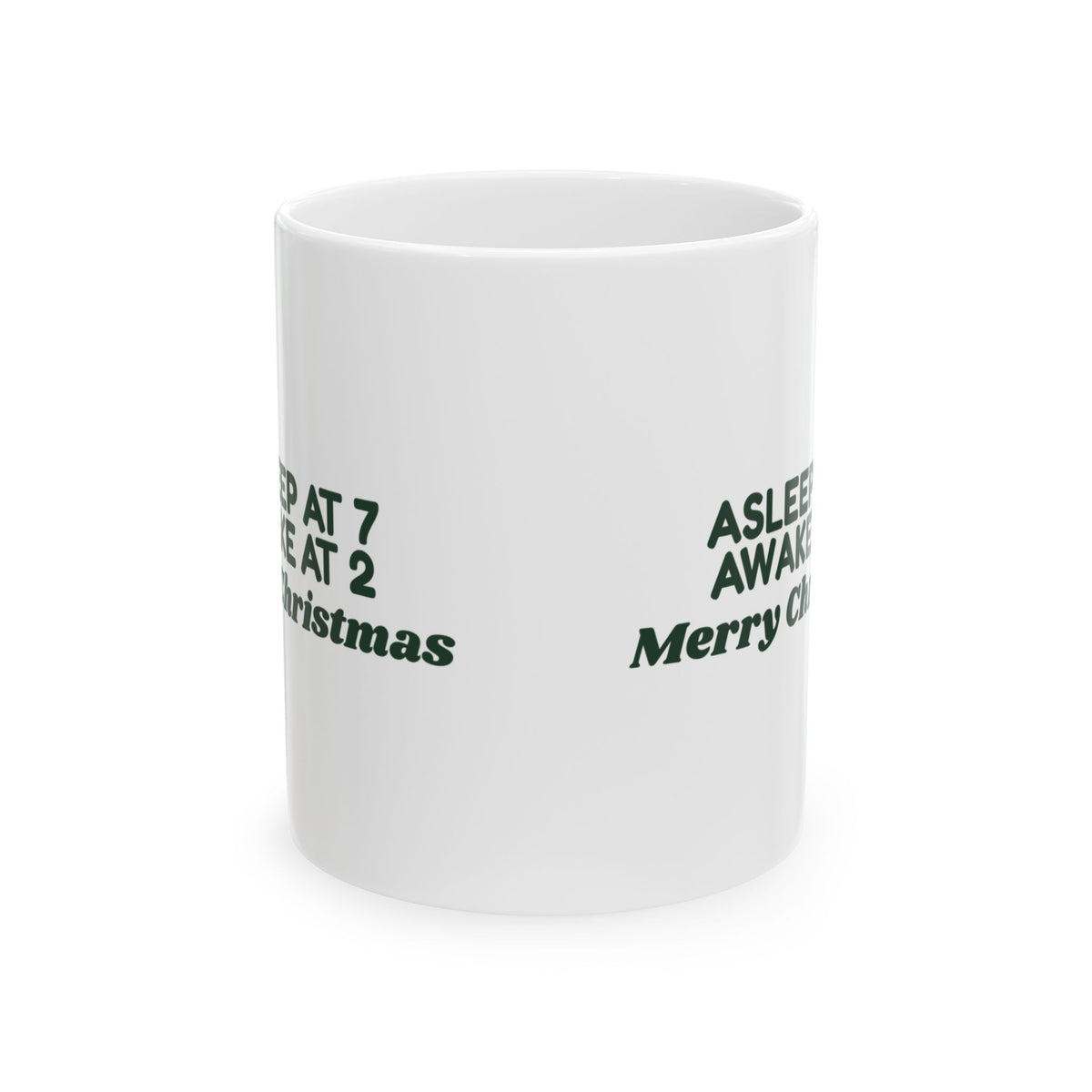Funny Christmas Coffee Mug Asleep At 7 Awake At 2 For New Parents