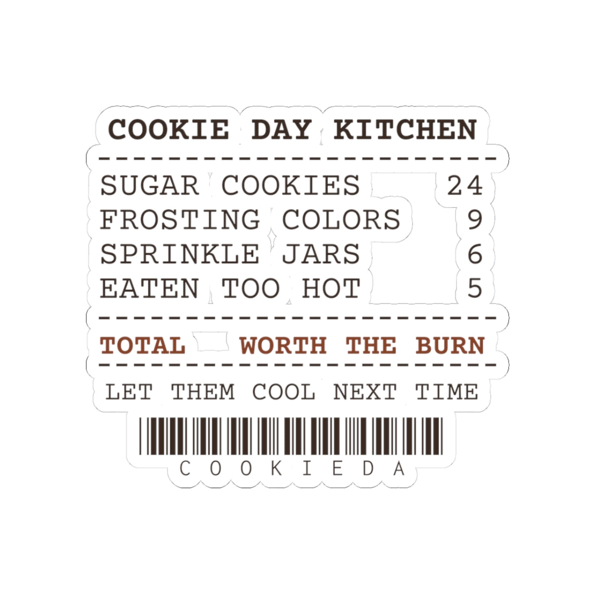 Funny Christmas Baking Sticker Cookie Day Receipt For Bakers