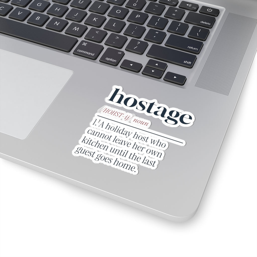 Funny Christmas Sticker For Host Hostage Dictionary Definition