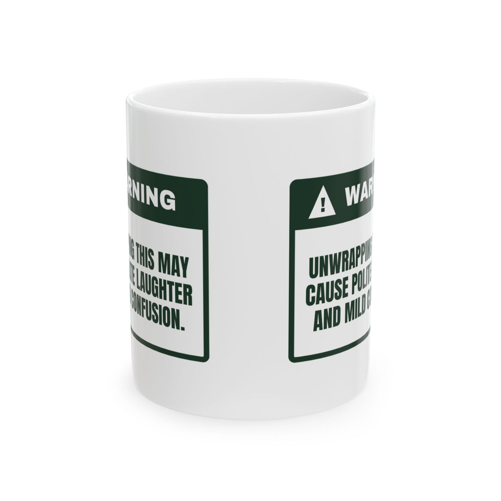 Funny White Elephant Coffee Mug May Cause Polite Laughter Warning
