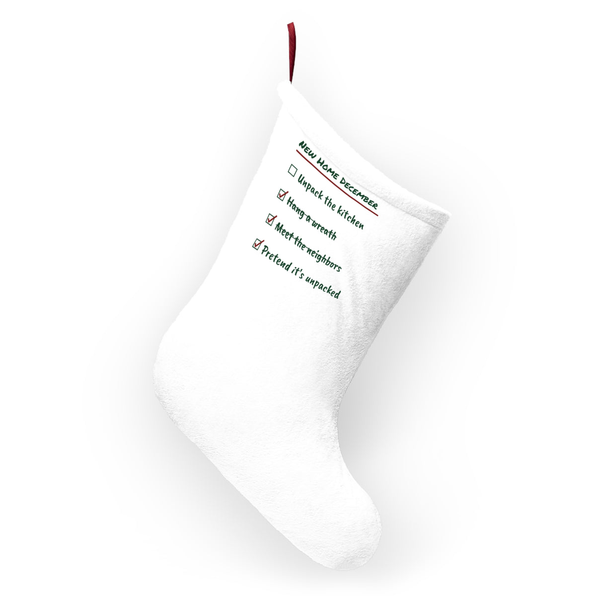 Funny Christmas Stocking New Home December Checklist For