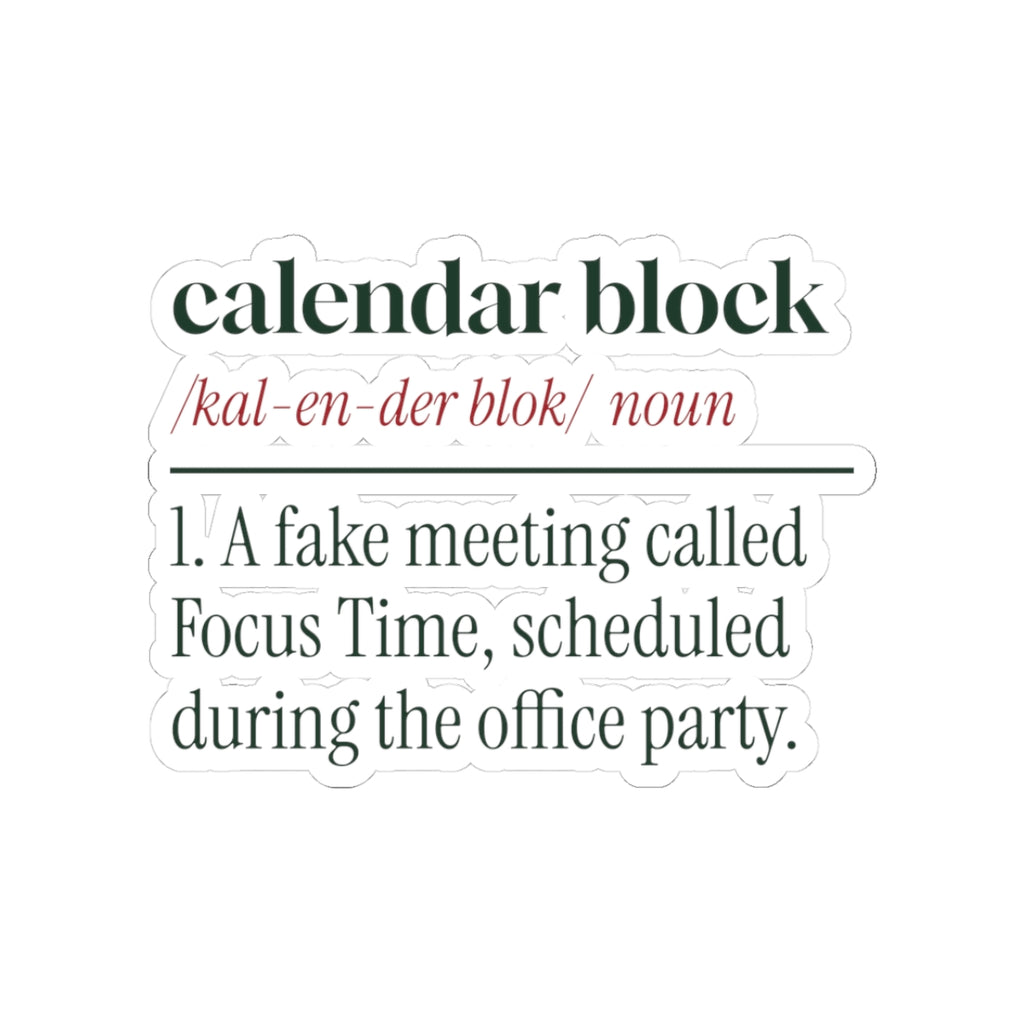 Funny Office Christmas Sticker Calendar Block Dictionary Definition