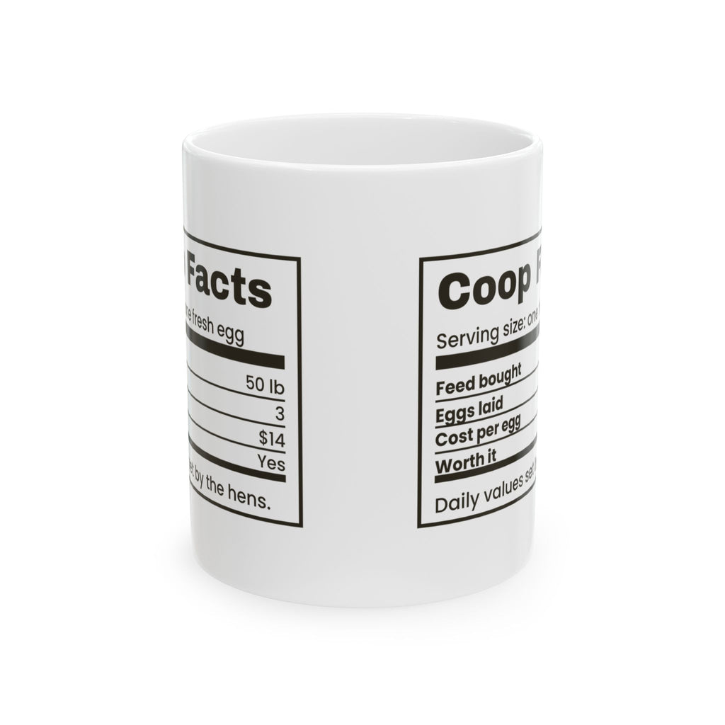 Funny Chicken Coffee Mug Coop Facts Nutrition Label Cost Per Egg