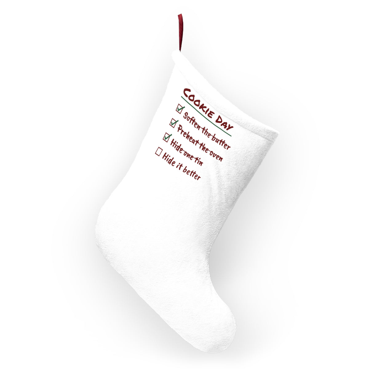 Funny Christmas Cookie Baking Christmas Stocking Hide One Tin Checklist