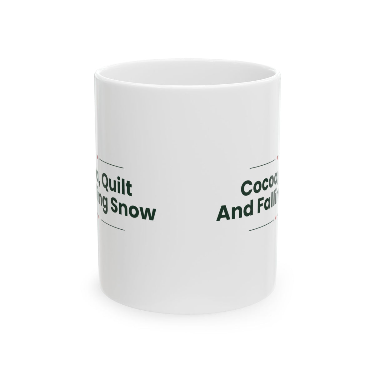 Cozy Christmas Coffee Mug Cocoa Quilt And Falling Snow Winter Cup