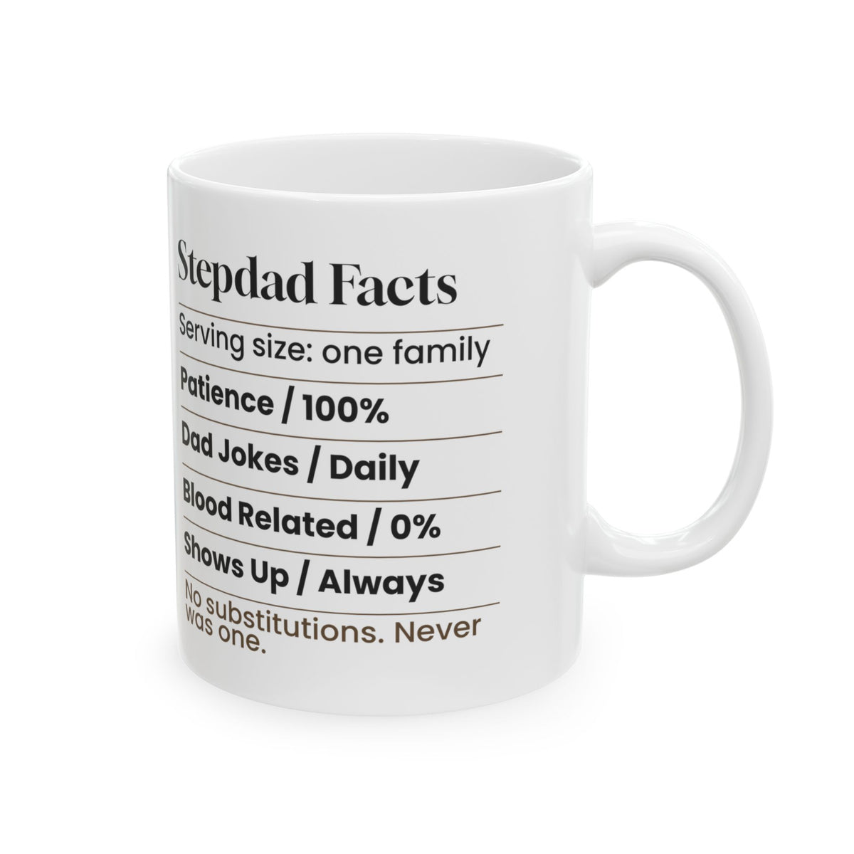 Stepdad Facts Coffee Mug Funny Nutrition Label For Dads