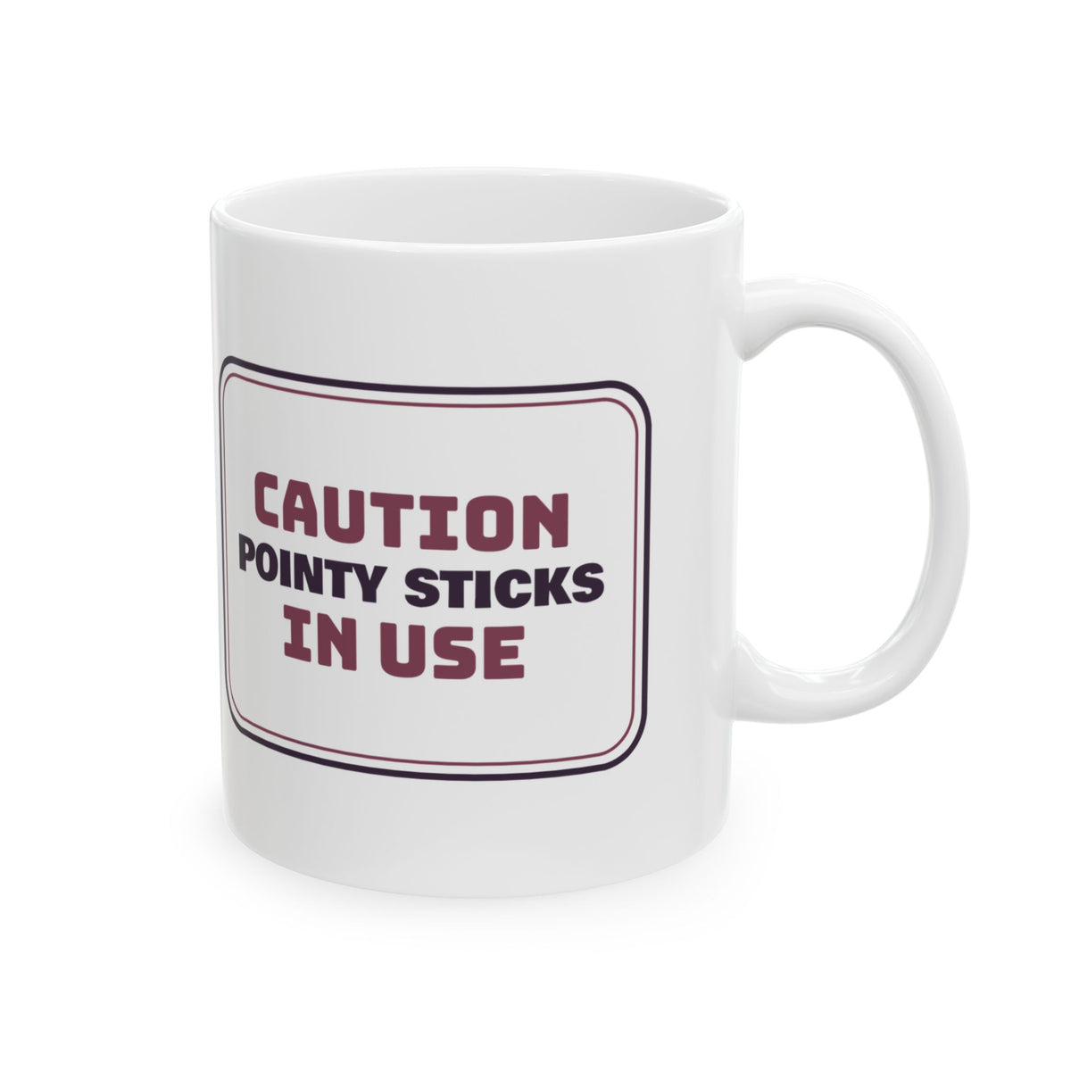 Funny Knitting Coffee Mug Caution Pointy Sticks In Use For Knitters