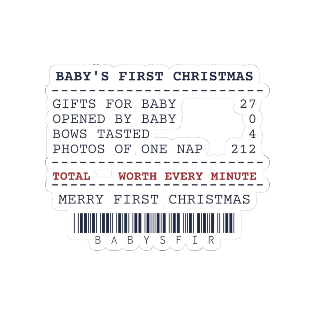 Funny Christmas Sticker Baby's First Christmas Receipt For Parents