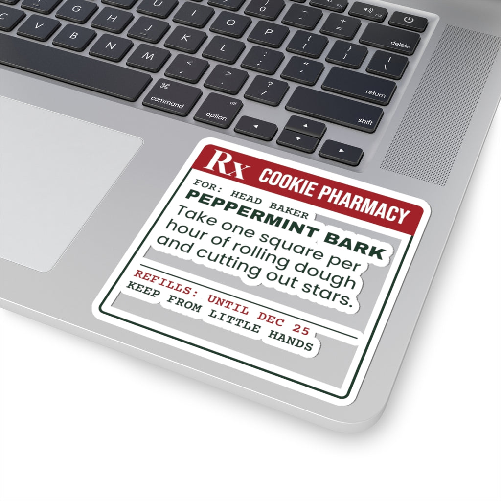 Funny Christmas Baker Sticker Peppermint Bark Prescription Label