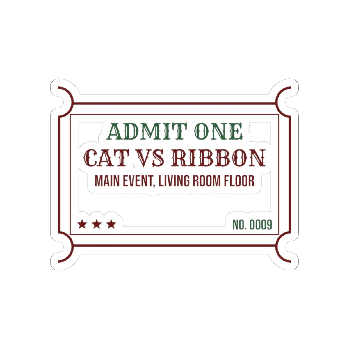 Funny Christmas Cat Sticker Cat Vs Ribbon Main Event Ticket